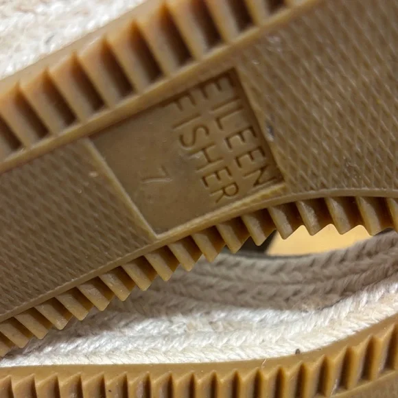 Eileen Fisher Wisp Wedge Sandal Espadrille Platform tan gold Leather Size 7 - Picture 8 of 8